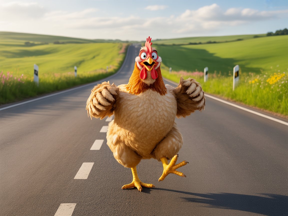 Een vroege weg met zachte ochtendkleuren — het decor van elke Chicken Road run